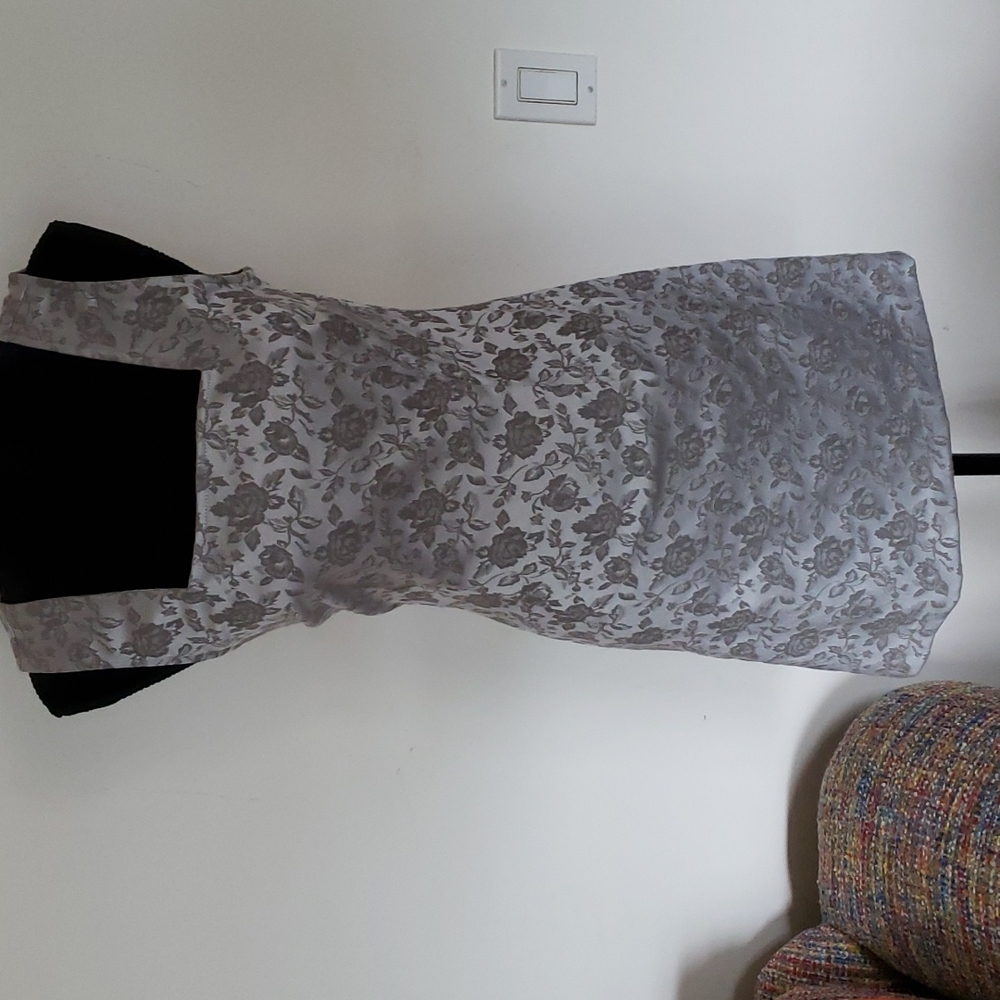 Silver-grey floral brocade dress